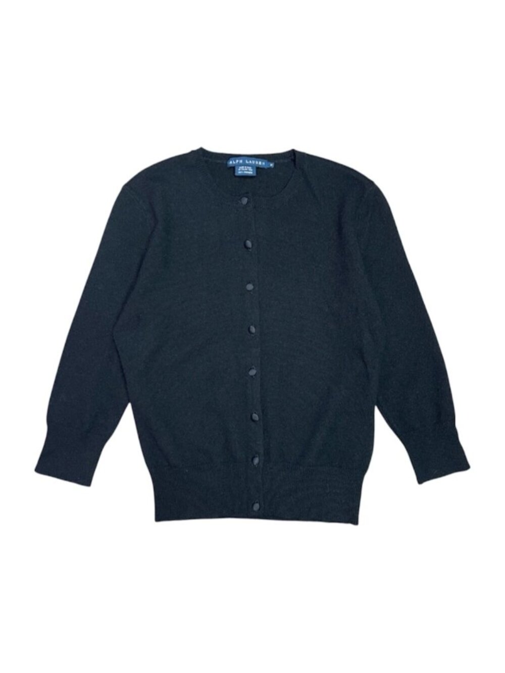 Ralph Lauren Vintage 100% Cashmere Cardigan Black Button Front Women’s Medium